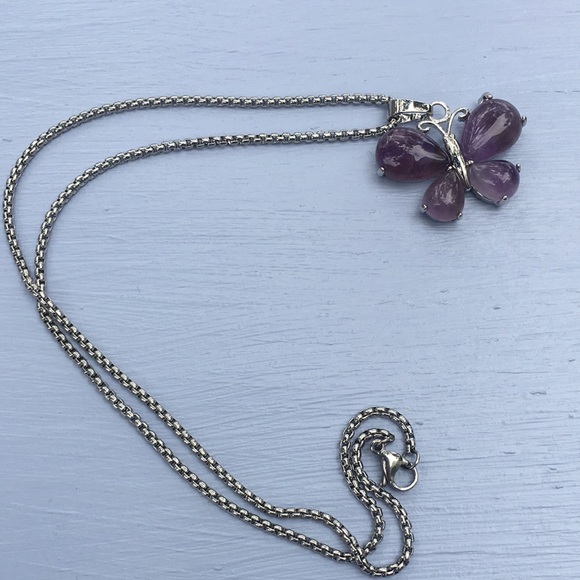 Anthropologie Jewelry - Amethyst Butterfly Necklace Amethyst Pendant Amethyst Necklace Aquarius Gift